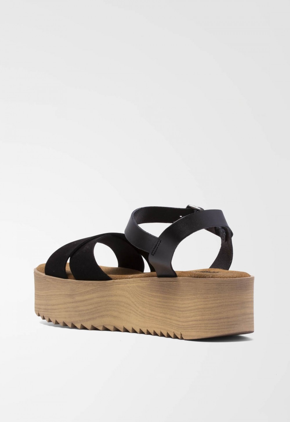 Sandalia plataforma madera de Mujer Negro en zapatos...