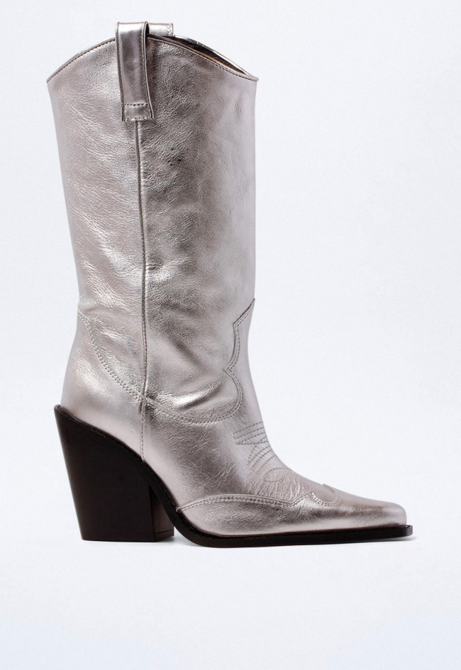 Bota cowboy de mujer plata GLO 8555