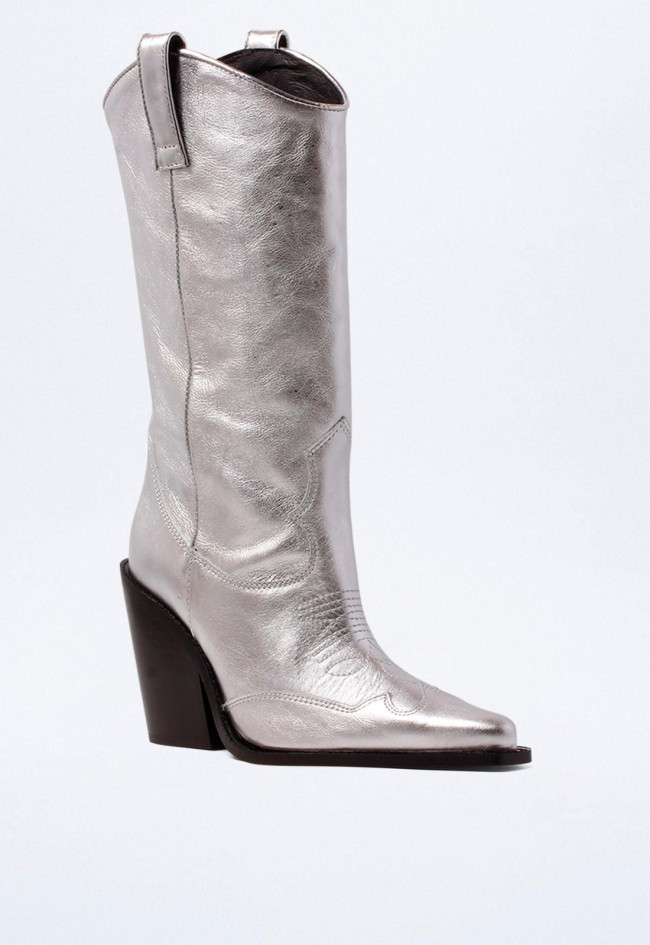 Bota cowboy de mujer plata GLO 8555