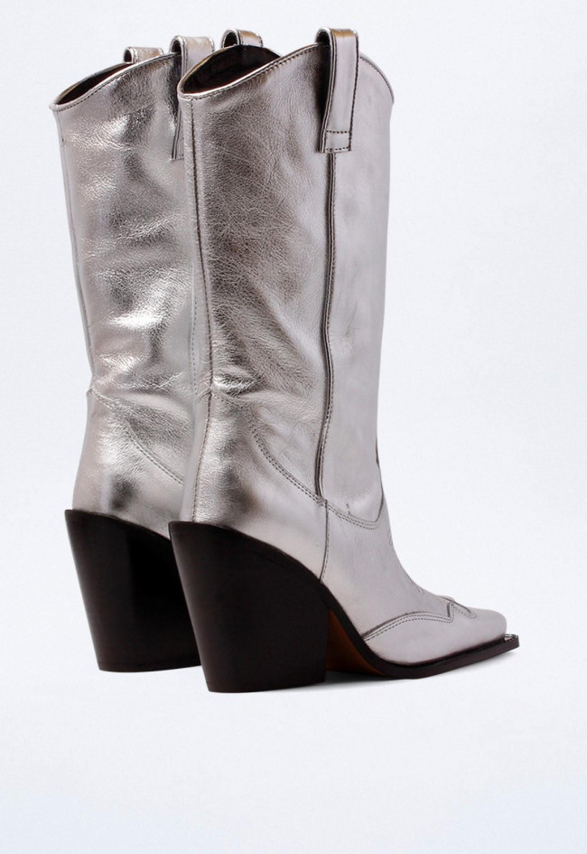Bota cowboy de mujer plata GLO 8555