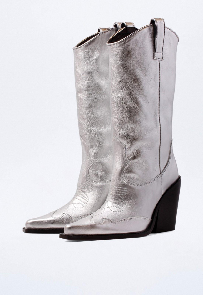 Bota cowboy de mujer plata GLO 8555