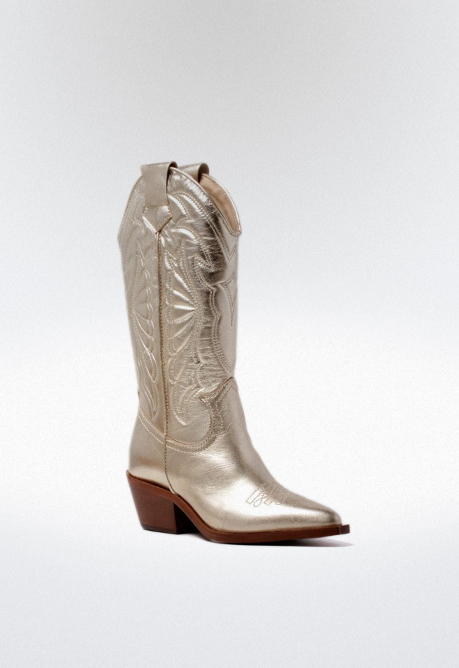 Bota de piel cowboy de mujer platino Glo arizona