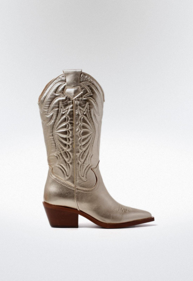 Bota de piel cowboy de mujer platino Glo arizona