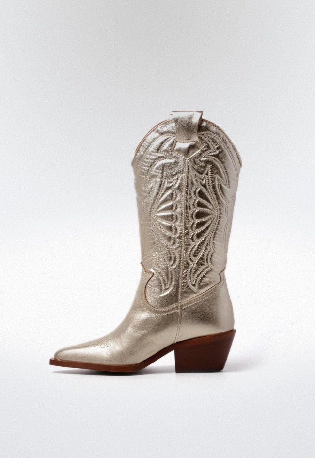Bota de piel cowboy de mujer platino Glo arizona