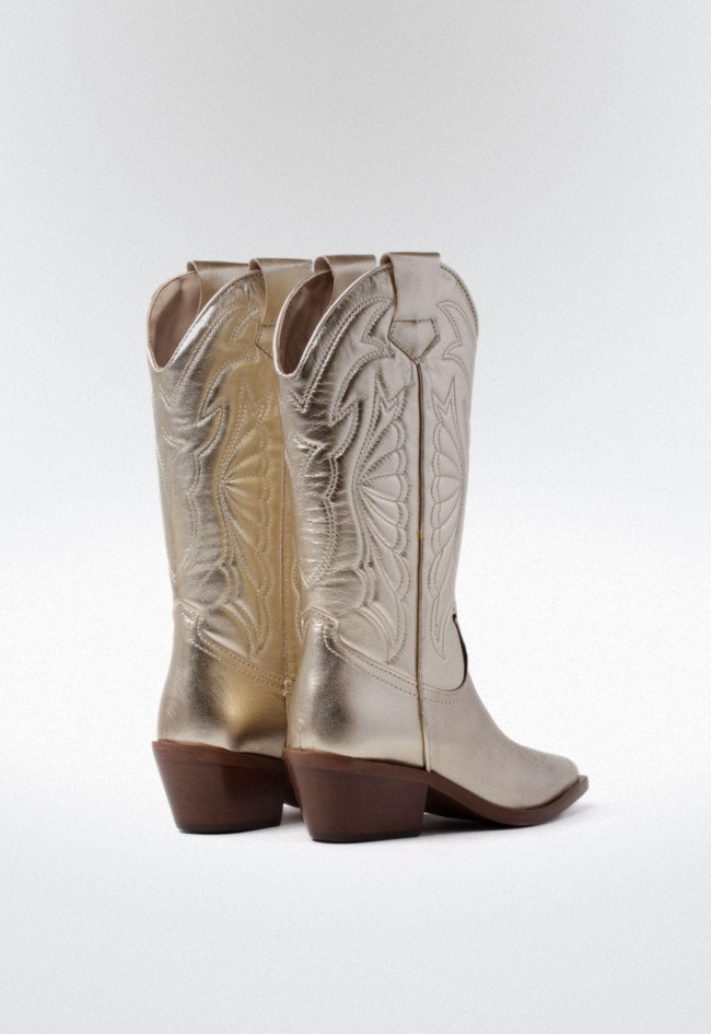 Bota de piel cowboy de mujer platino Glo arizona
