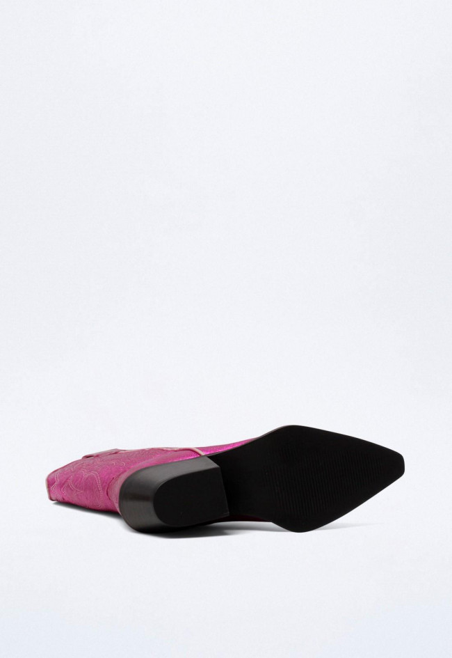 Bota de piel cowboy de mujer fucsia Glo arizona