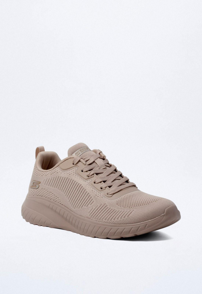 Zapatilla deportiva beige con knit resistente y plantilla Memory Foam | Vegana y cómoda | SKECHERS BOBS Squad