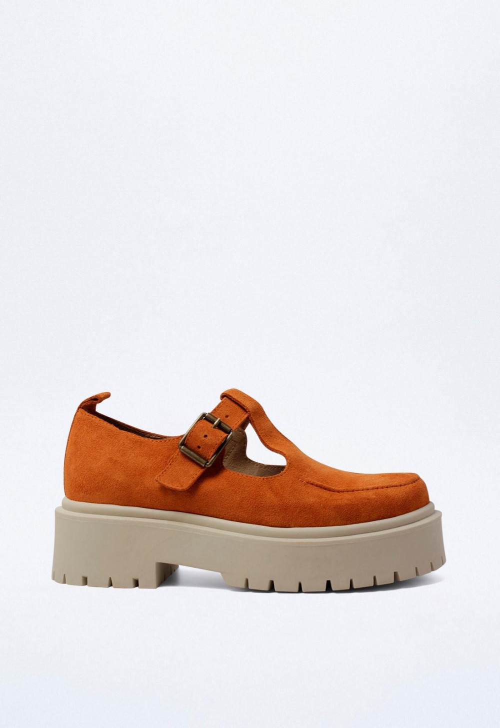 Zapato de piel de mujer naranja 05805