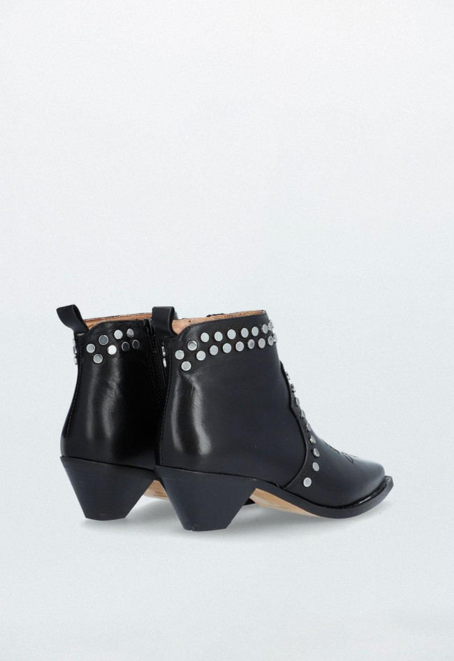 Botín de piel cowboy con tachas de mujer negro Alpe trendy