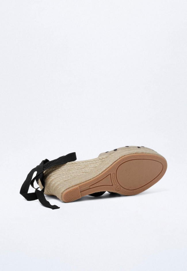 Alpargata Yute de esparto de mujer negro Shiny 6004