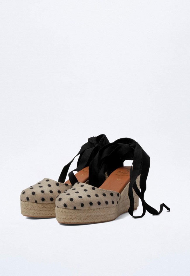 Alpargata Yute de esparto de mujer negro Shiny 6004