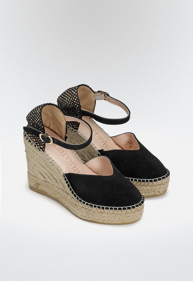 Alpargata Cuña Alba6 Serraje Negro