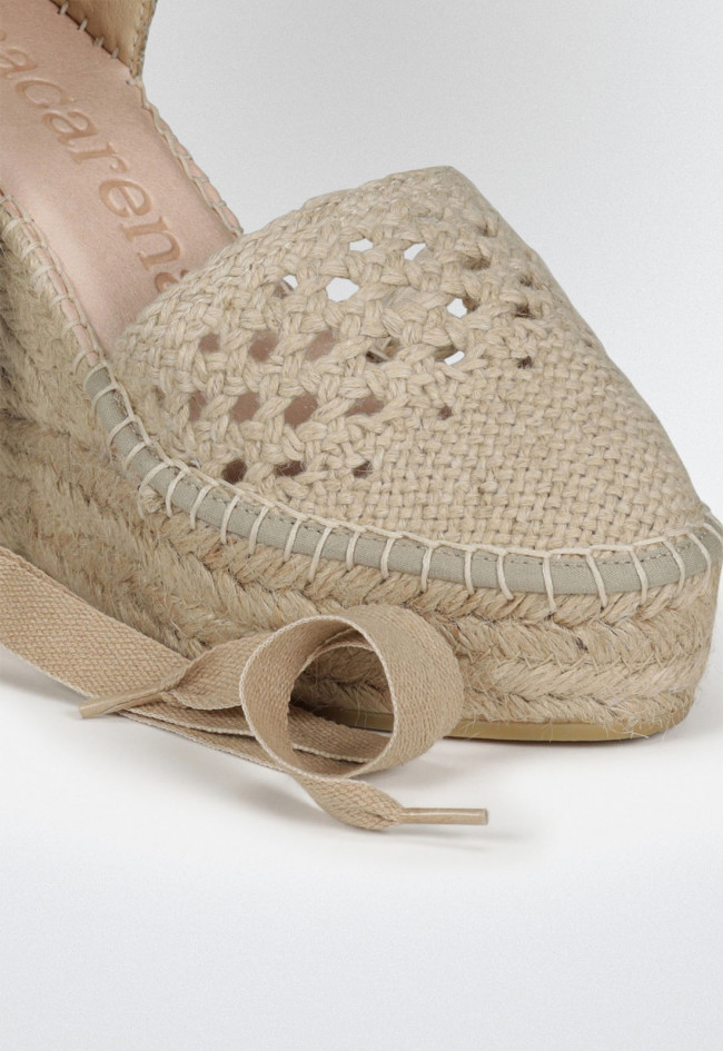 Alpargata Cuña Sofía Crochet Lirio Tostado