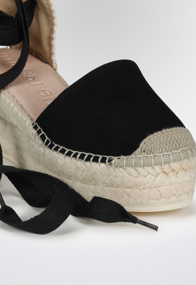 Alpargata Cuña Plataforma Binidali Ante Negro