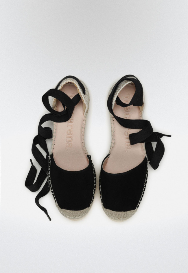 Alpargata Cuña Plataforma Binidali Ante Negro