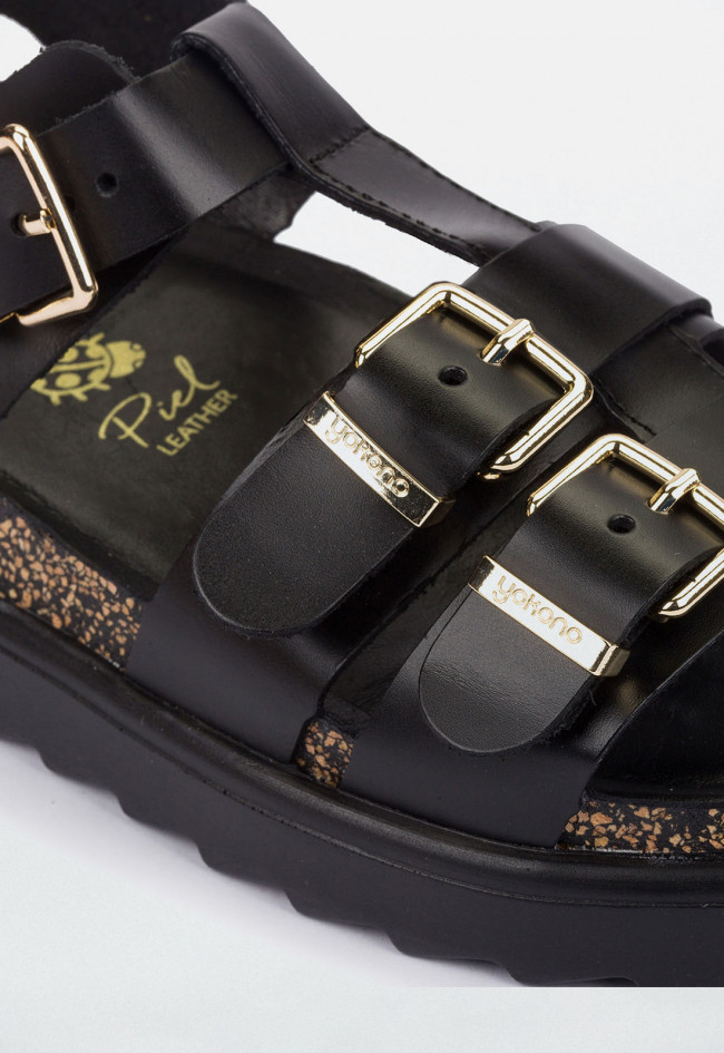 Sandalia de plataforma Yokono Tunez 114 negro