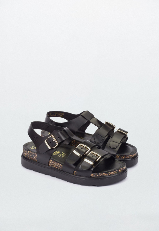 Sandalia de plataforma Yokono Tunez 114 negro