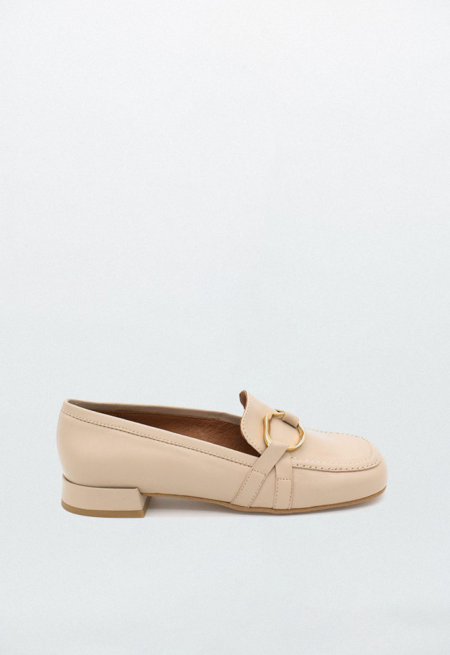 ELLIS - Mocasin de mujer de piel con adorno dorado