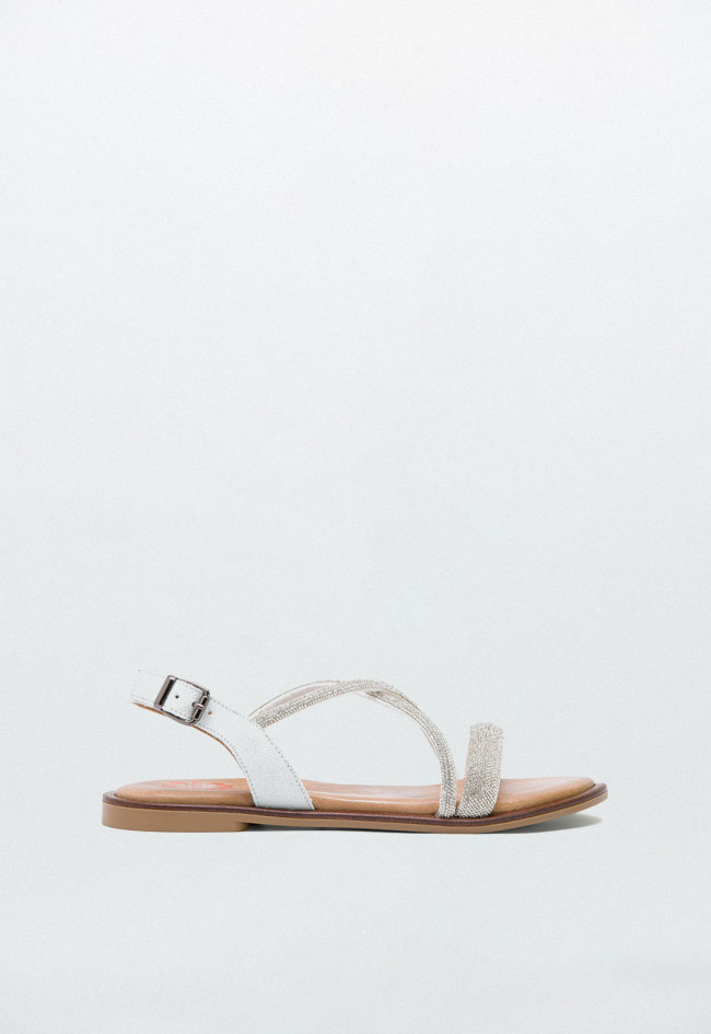 SANDALIA PLANA CON BRILLANTES PORRONET BLANCA AXA
