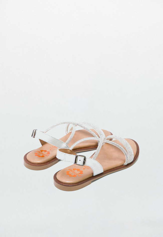 SANDALIA PLANA CON BRILLANTES PORRONET BLANCA AXA