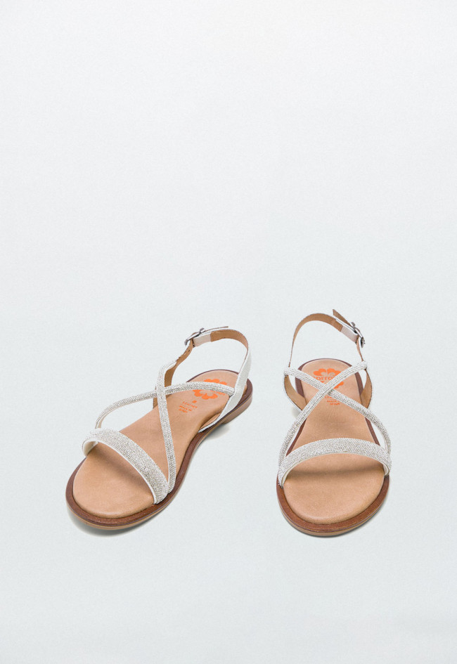 SANDALIA PLANA CON BRILLANTES PORRONET BLANCA AXA