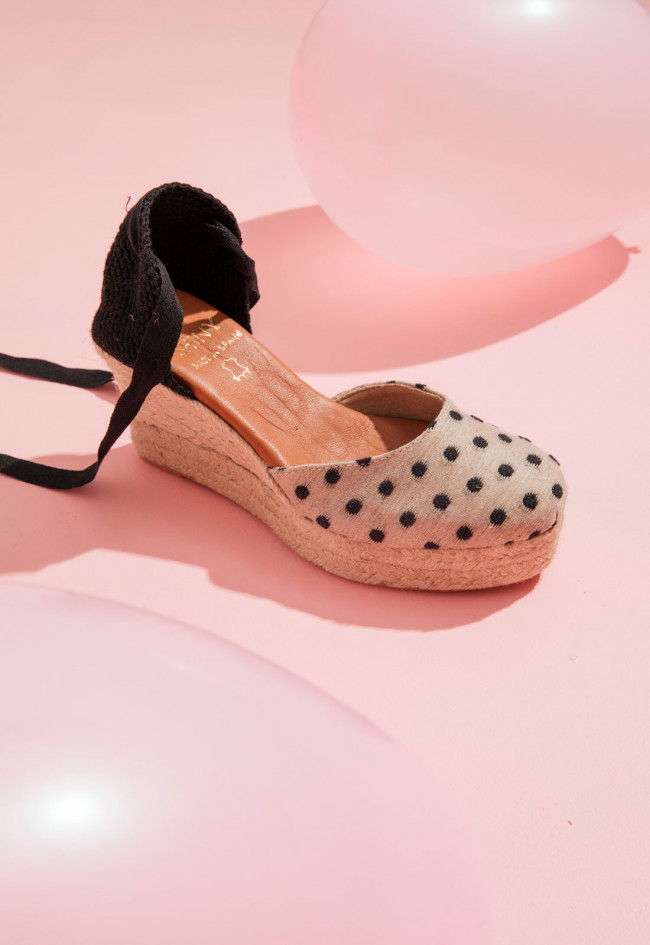 Alpargata Yute de esparto de mujer negro Shiny 6004