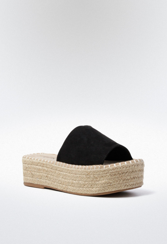 Sandalia esparto de mujer negro VAS 17-123