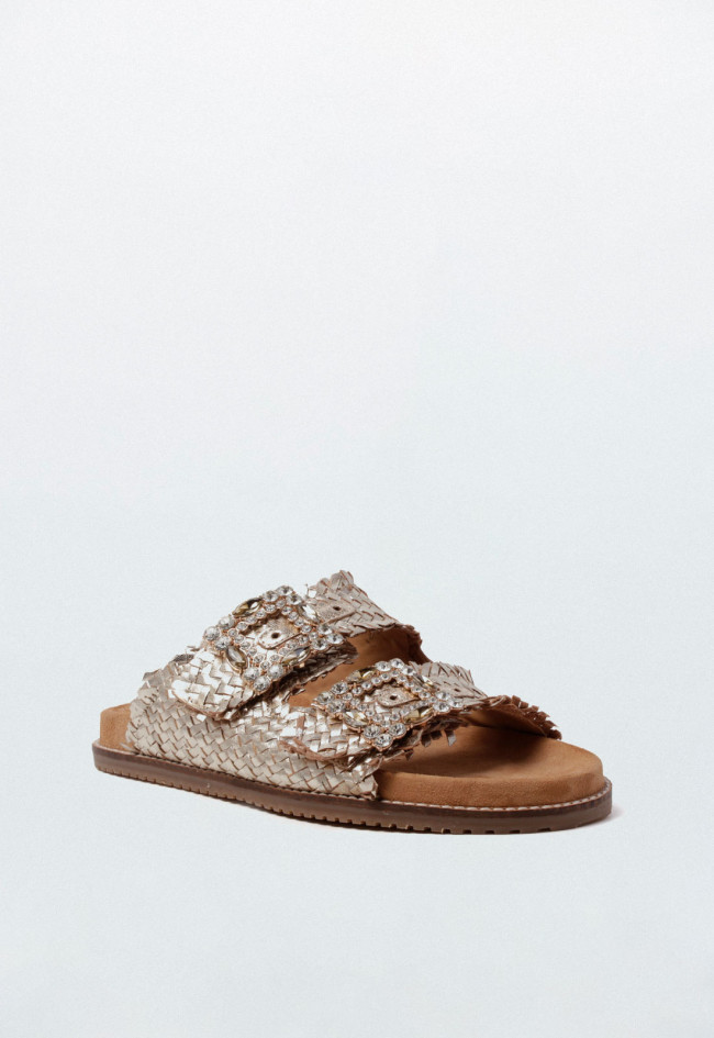 Sandalia con brillos de mujer oro GLO 271