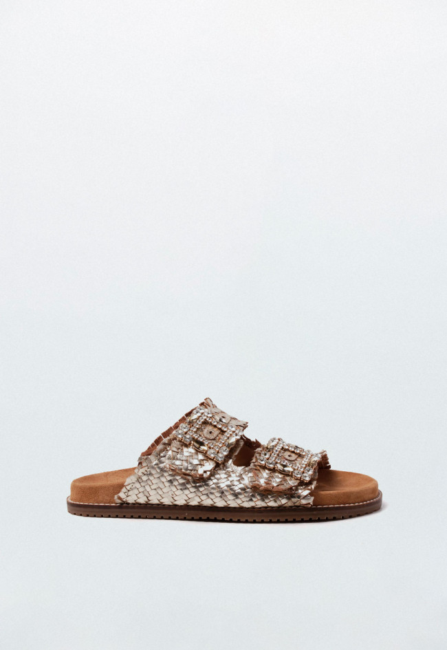 Sandalia con brillos de mujer oro GLO 271