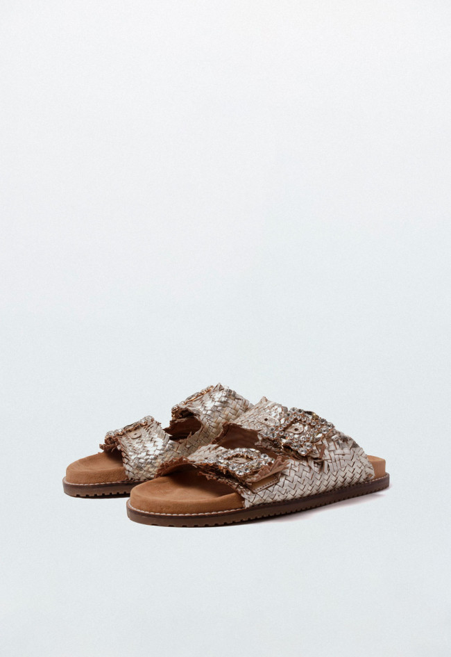 Sandalia con brillos de mujer oro GLO 271