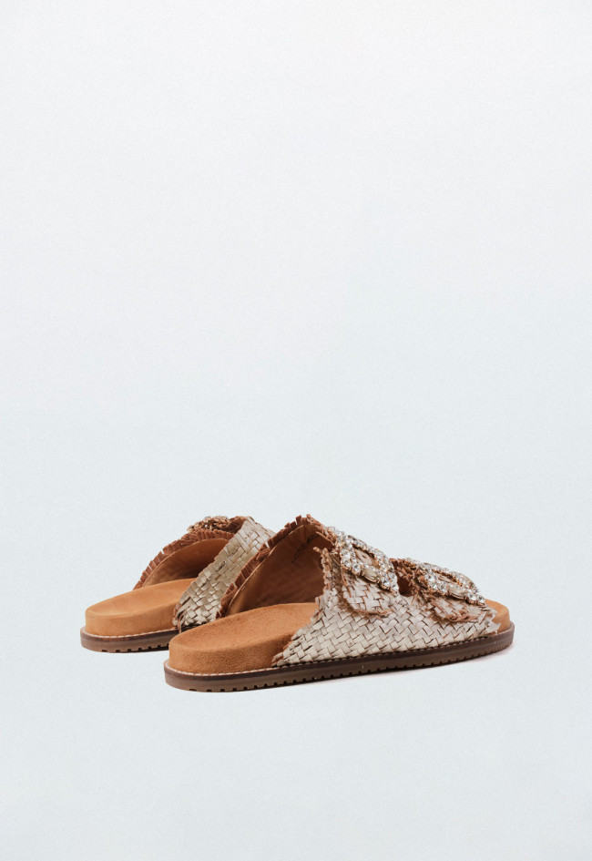 Sandalia con brillos de mujer oro GLO 271