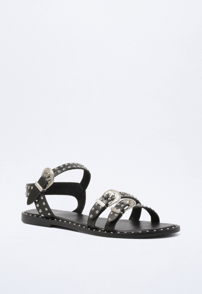 Sandalia tachas y hebillas de mujer negro VAS rsp-7272