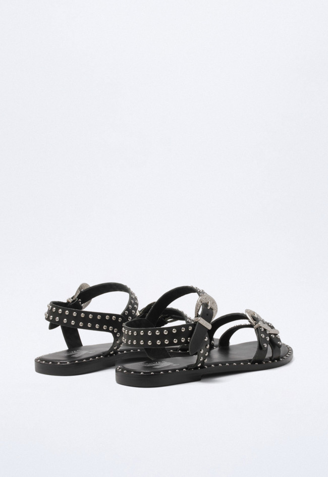 Sandalia tachas y hebillas de mujer negro VAS rsp-7272