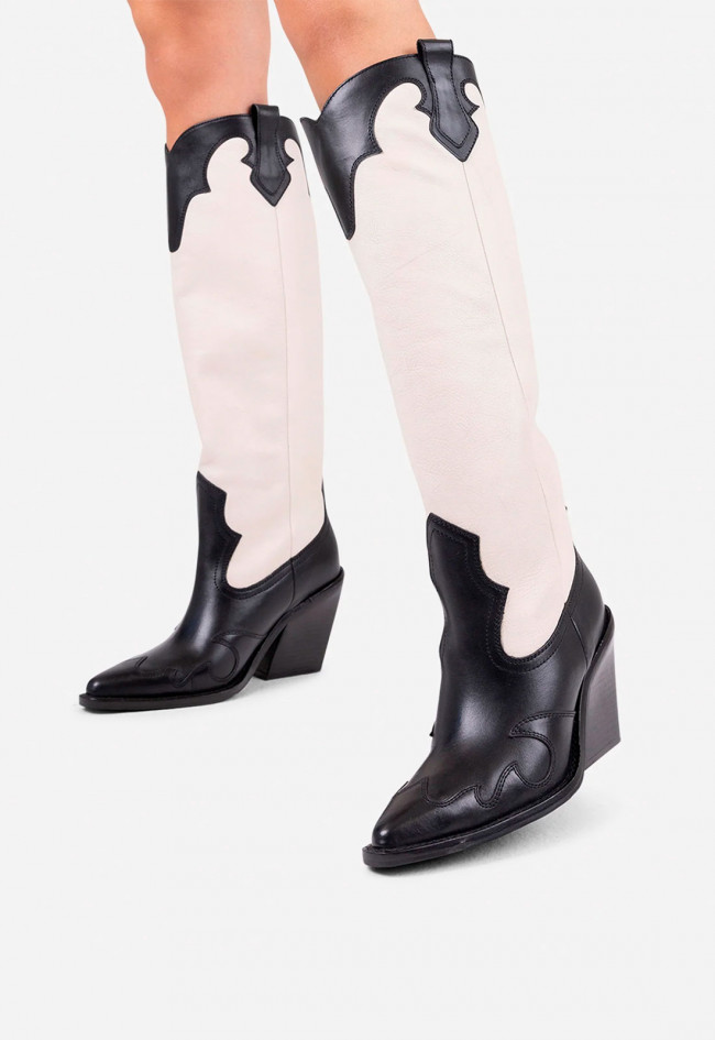 Bota cowboy bordada de mujer blanco Bronx new-kole