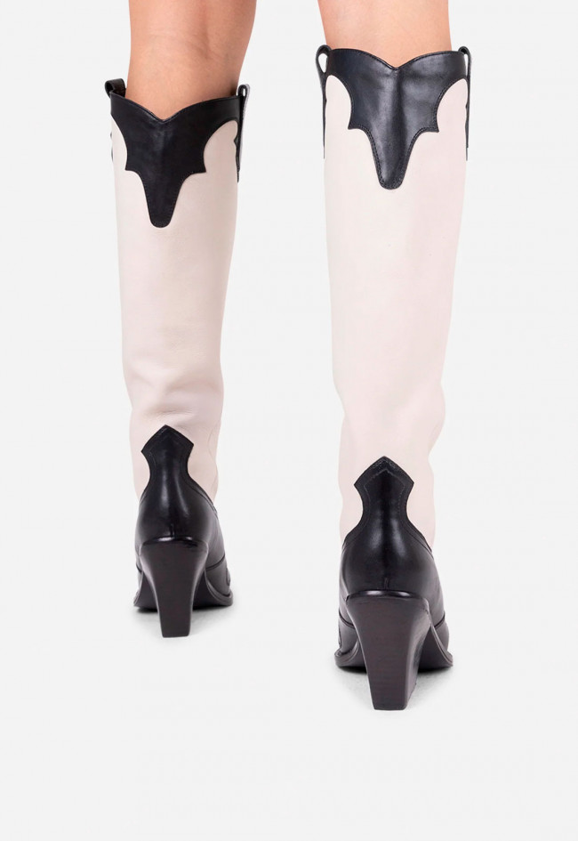 Bota cowboy bordada de mujer blanco Bronx new-kole