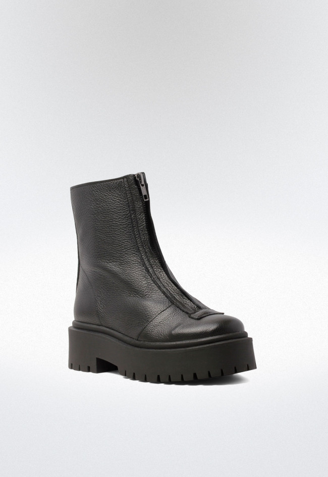 Botín cremallera frontal de mujer negro VAS 05712