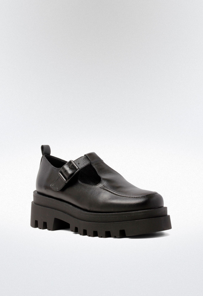 Zapato con hebilla de mujer negro VAS 8086