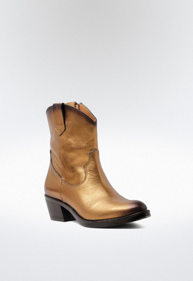 Botín cowboy de mujer oro VAS 05919