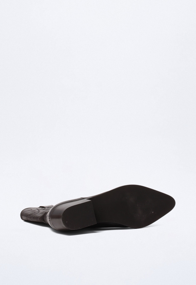 Bota cowboy en piel bordada mujer Glo 6600 color negro con sofisticación y carácter