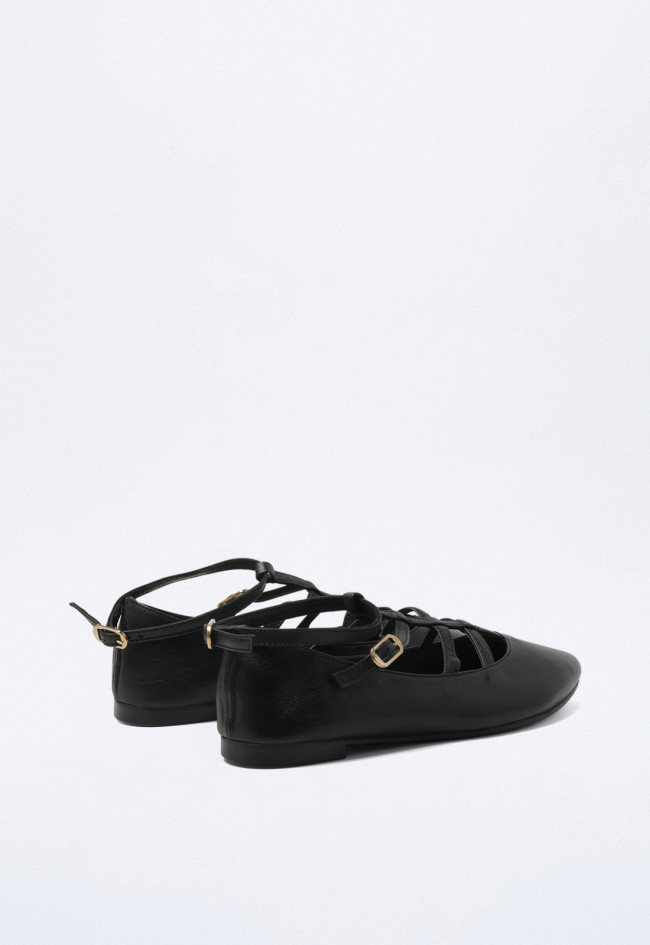 Bailarina hebillas de mujer negro Top 3 23653