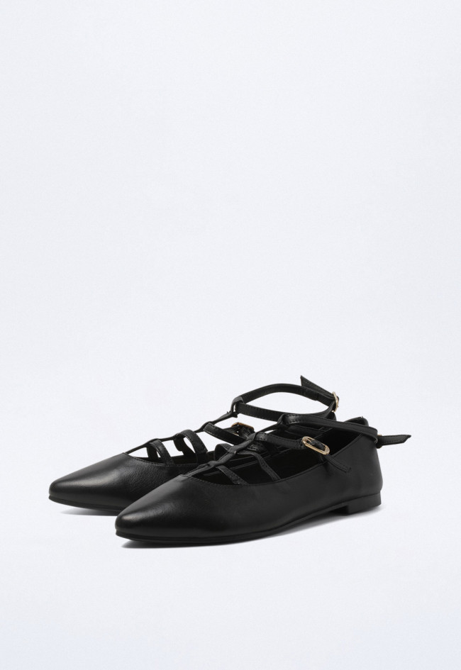 Bailarina hebillas de mujer negro Top 3 23653