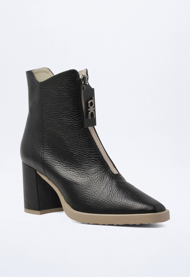 Botín cremallera frontal de mujer negro Doralatina 51173