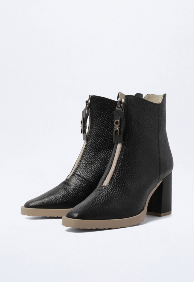 Botín cremallera frontal de mujer negro Doralatina 51173
