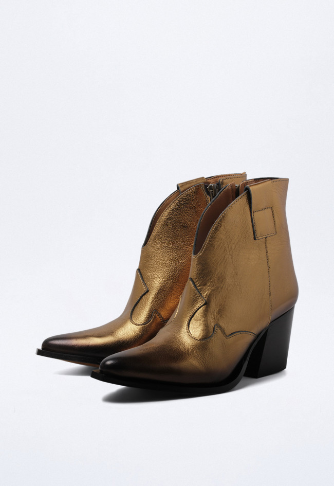 Botín cowboy de mujer oro VAS 05927