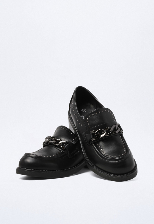 Mocasín tachas de mujer negro Identity 306-2850