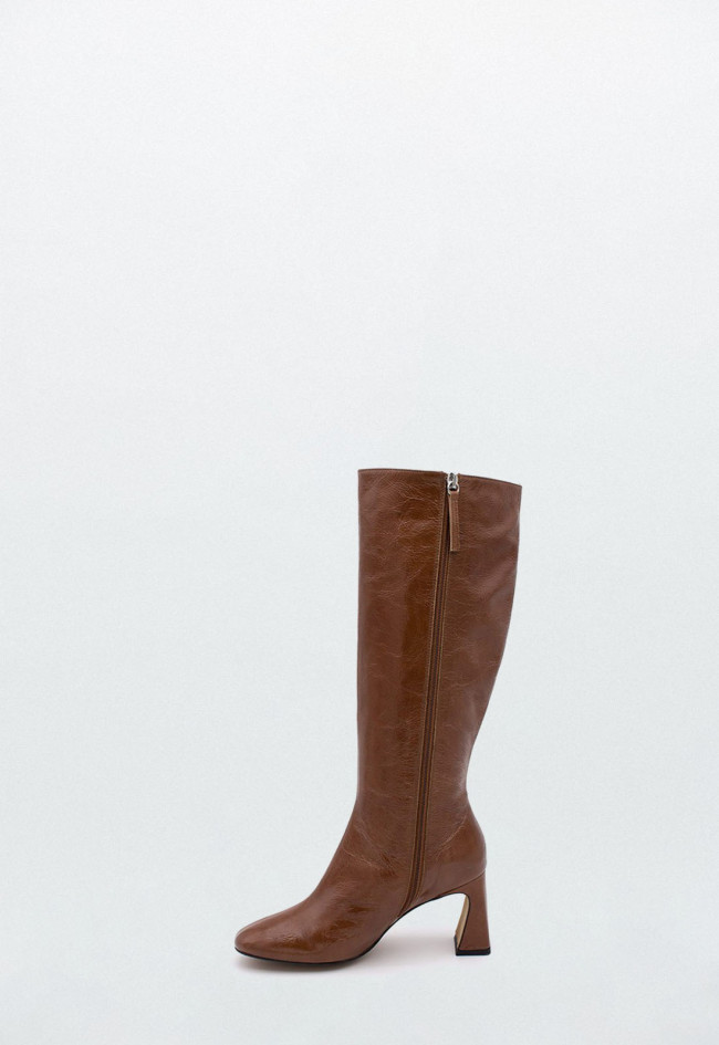 DEJAH - Botas de piel con tacón de diseño y punta redonda