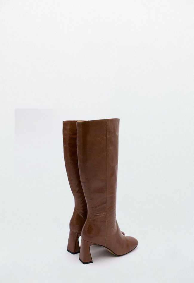 DEJAH - Botas de piel con tacón de diseño y punta redonda