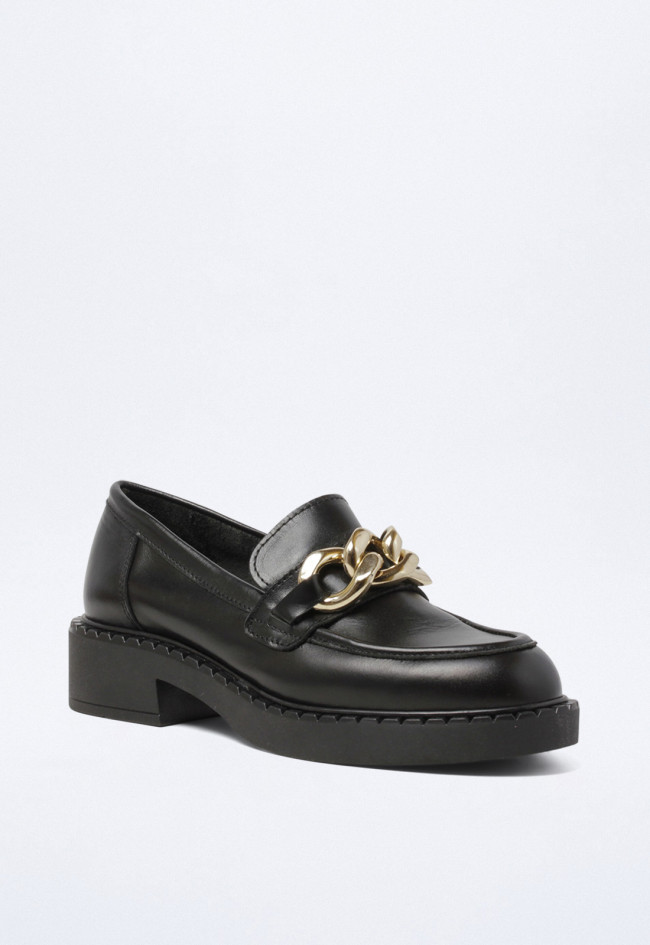 Zapato mocasín de mujer negro VAS 2656
