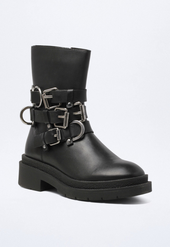 Botín biker de mujer negro Poelman bennie 04