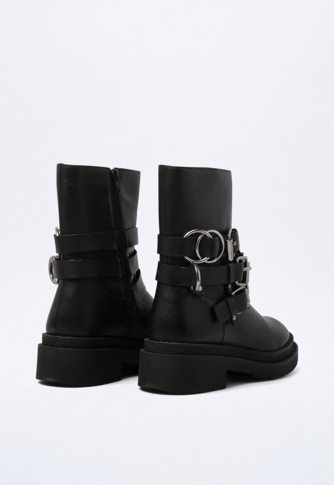 Botín biker de mujer negro Poelman bennie 04